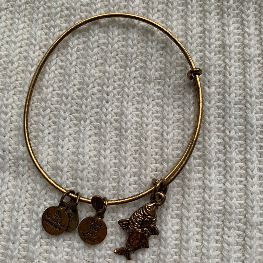 Gold Alex and Ani Fish bracelet